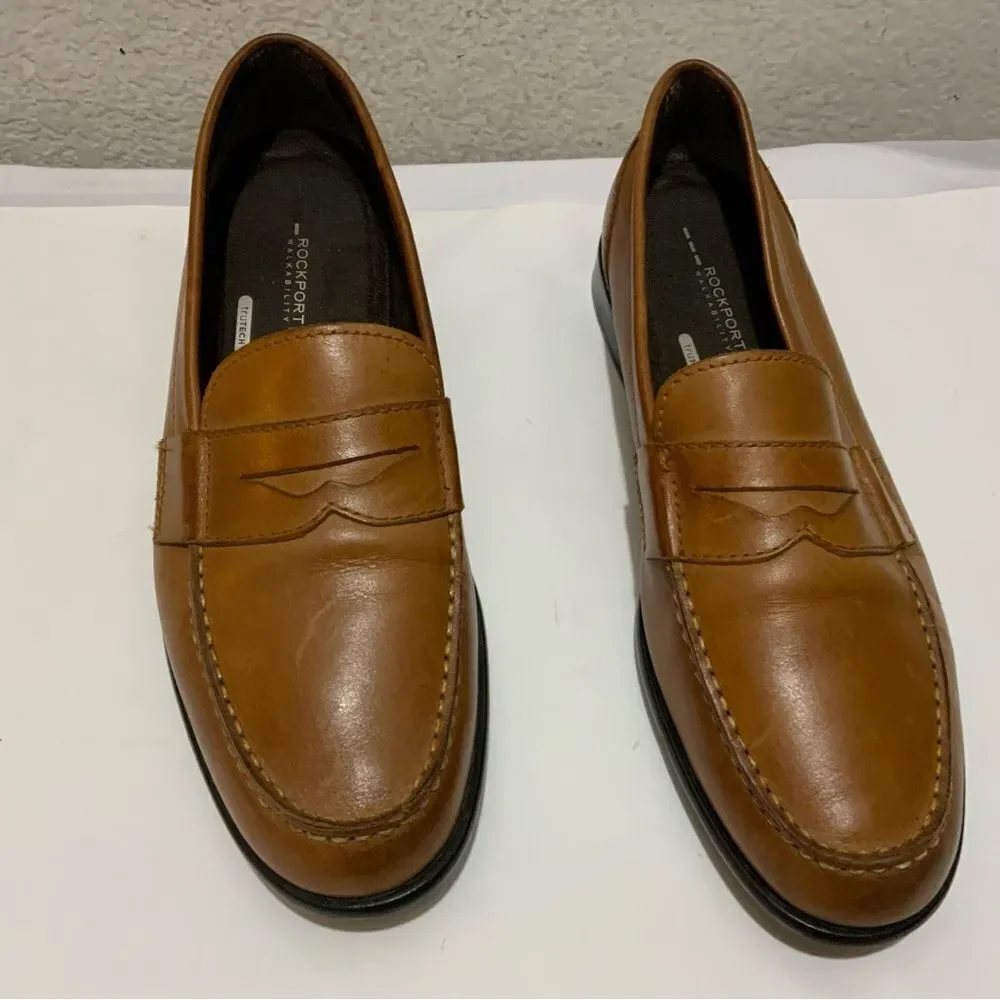 Rockport Walkability Trutech Brown Leather Slip On Casual Loafers Size 10 M